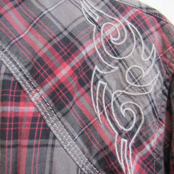 Wrangler Rock 47 Multicolor Plaid Long Sleeve Pearl Snap Western Shirt Large - Picture 3 of 6